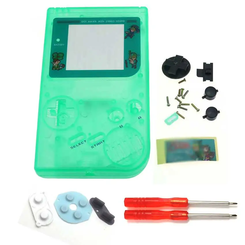 Юйси для GameBoy Классическая игра замена пластиковый чехол светящийся зеленый/желтый Корпус для kingd для GB консольный корпус - Цвет: green with tools