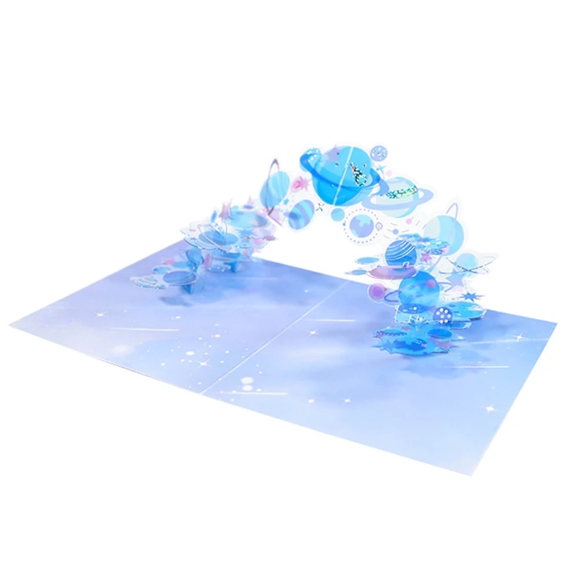 

3D Pop-up Christmas Crystal Planet Greeting Cards Birthday Postcards Invitations R9JC