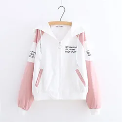 Women's Jackets 2020 Autumn Hooded Causal Windbreaker Famale Basic Coats Loose Zipper Famale Outwears Lightweight Plus Size P619