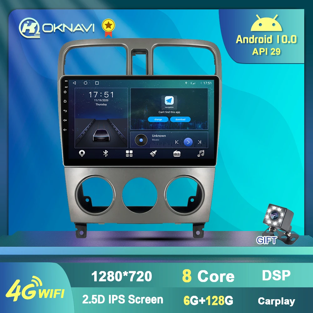 OKNAVI Android 9.0 Car Radio Player For Subaru Forester 2004-2006 2007 2008 2 din Auto Navigation SWC Bluetooth Carplay Stereo