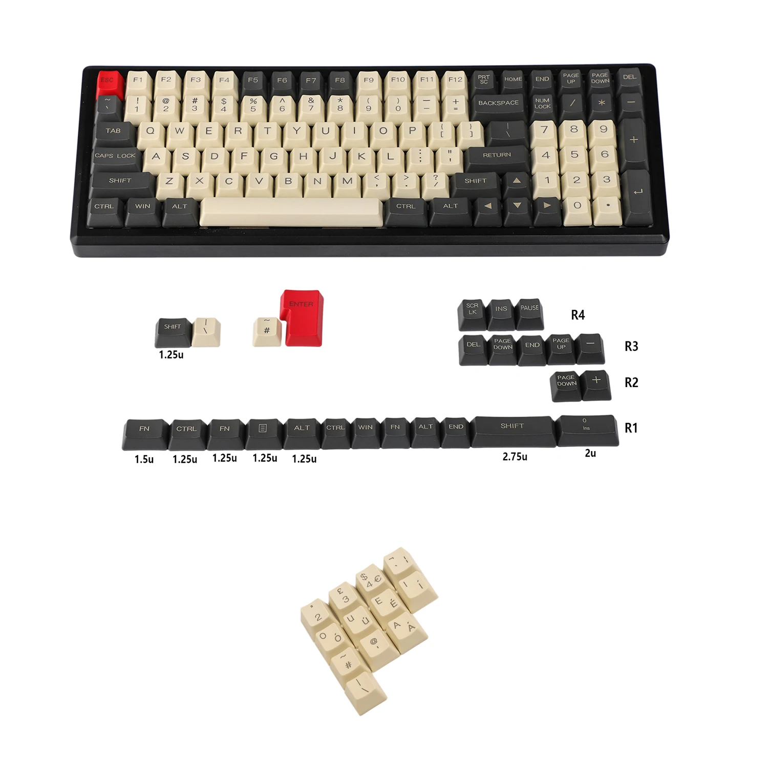 Ymdk-teclado Mecânico mx Gravado a Laser Italiano Espanha Alemanha Perfil Iso Espesso Pbt Keycap para Teclado Mecânico Ymd96 Kbd75 104 87 61 - Imagem 3