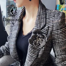 Dabuwawa Blazer ajustado con un solo botón para mujer, chaqueta informal a cuadros, elegante, para oficina, DO1CJK003