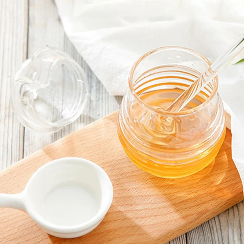 Plastic Honey Pot Jars Transparent Food Jar With Stir Bar Seasoning Juice Bottle