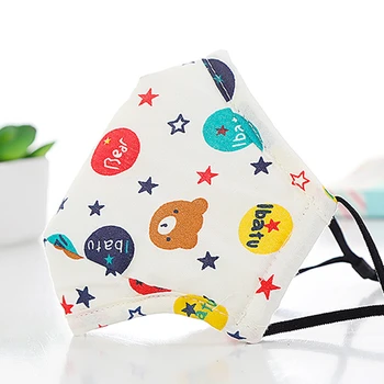 

2020 Kids Child Cotton Reusable Breathable Face Cover Bear Pattern Anti-dust Mouth Protection Washable Masks 1PCS with 2 Filters