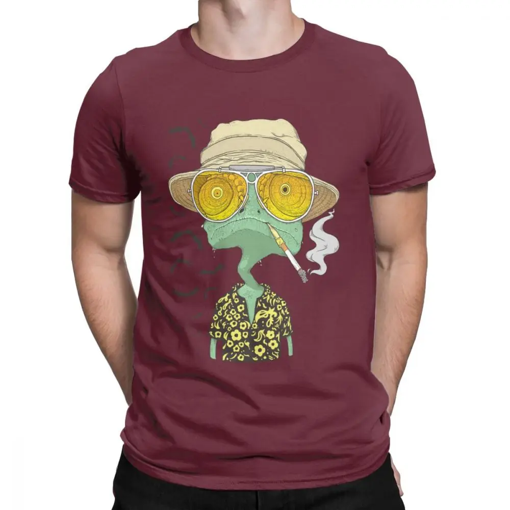 Мужская футболка Rango Fear And Loathing In Las Vegas, топы из чистого хлопка с коротким рукавом, летние футболки - Цвет: Бургундия