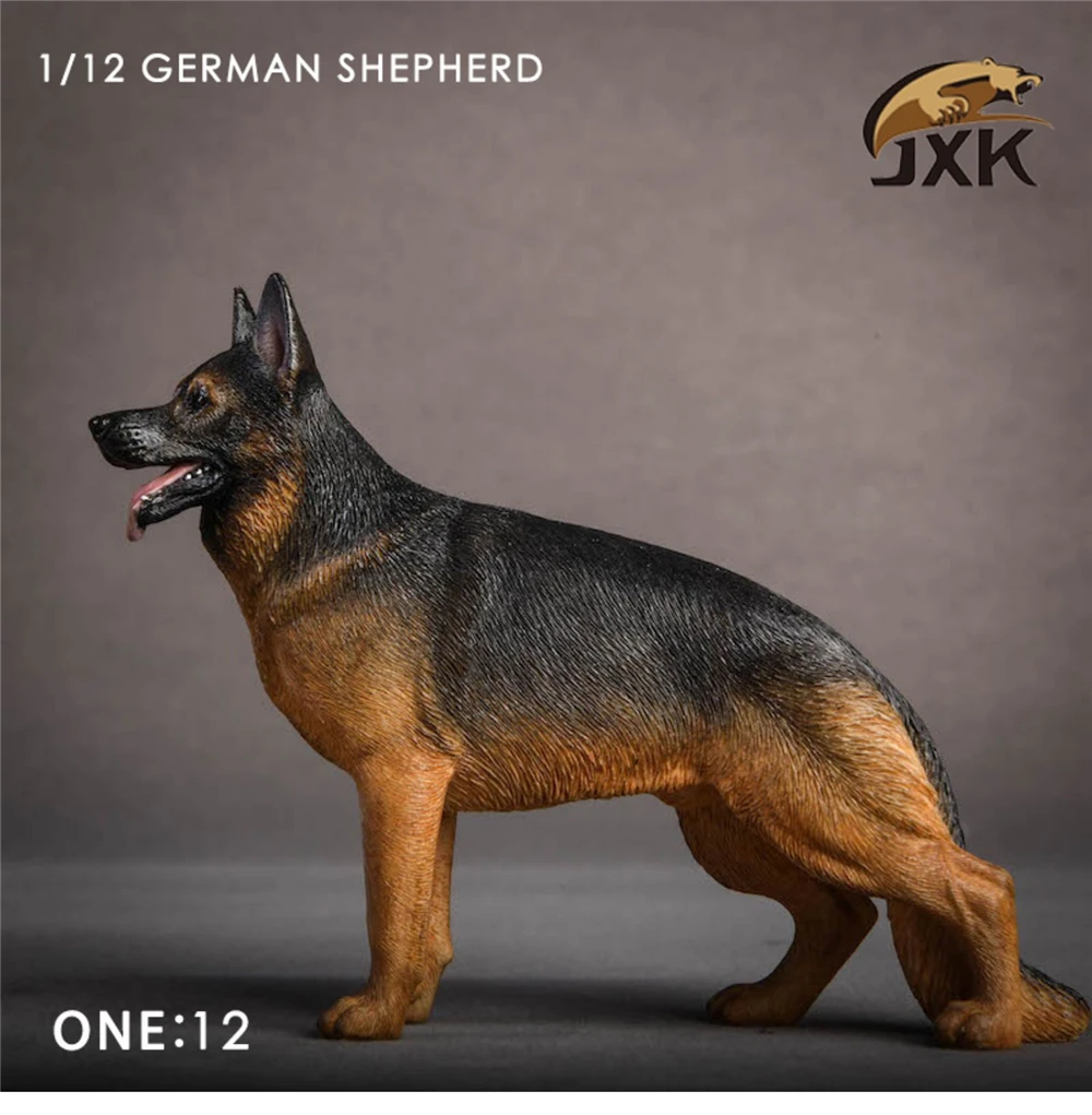 Jxk-ジャーマンシェパード犬の置物,1:12スケール,動物の治癒,樹脂製