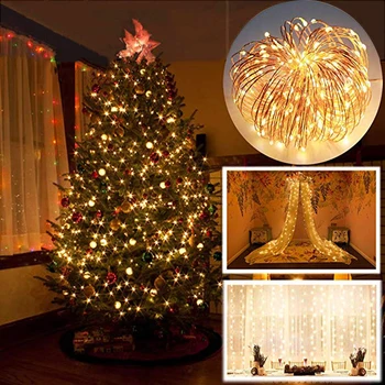 

2m/5m LED String Lights Christmas Tree 2021 New Year Party Decoration For Home Ornaments Xmas Little Trees Pines Village Noel