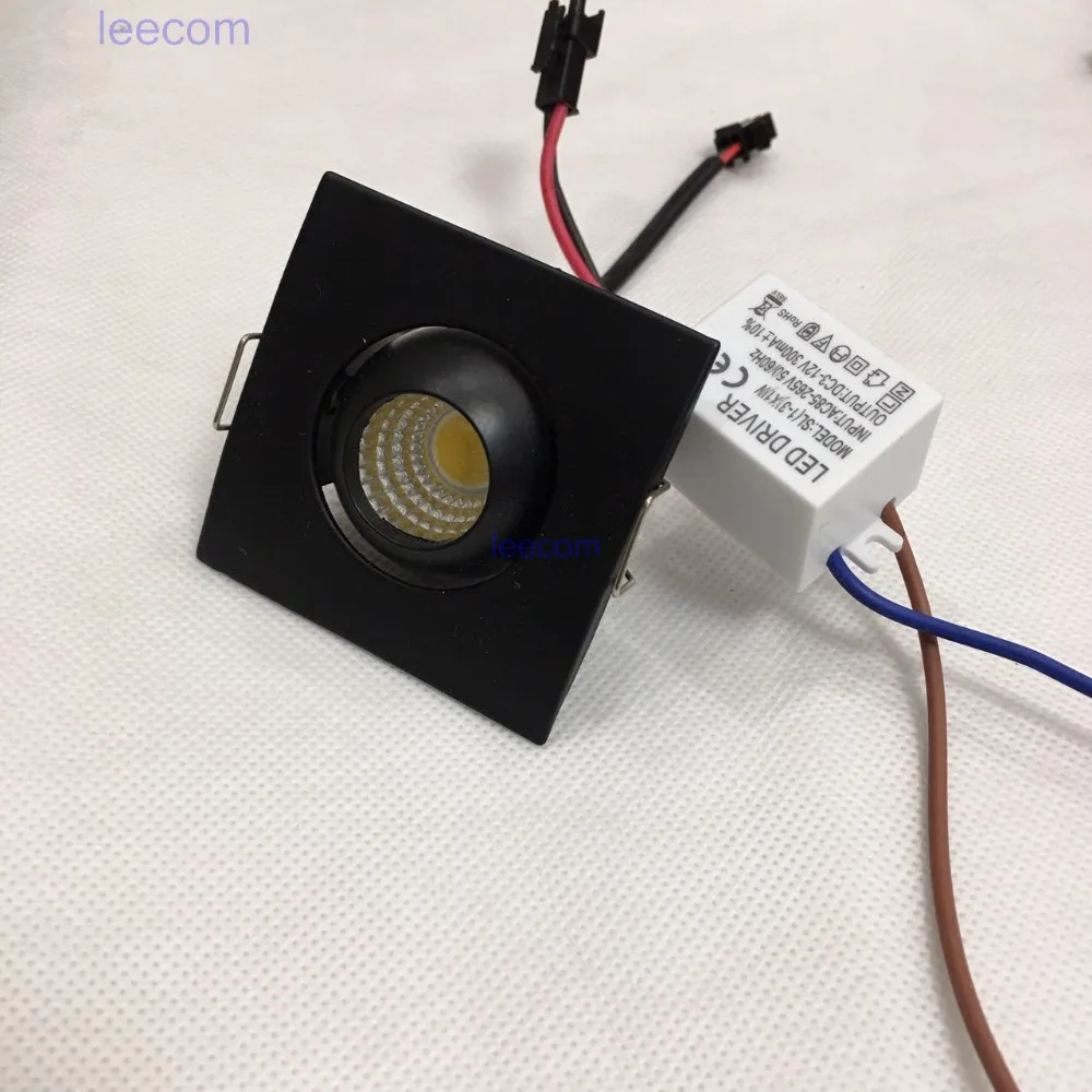 10pcs/lot new model LED Mini Cabinet Downlight 3W diameter 52mm black Frame Recessed Ceiling No Flicker Spot Lights For Home