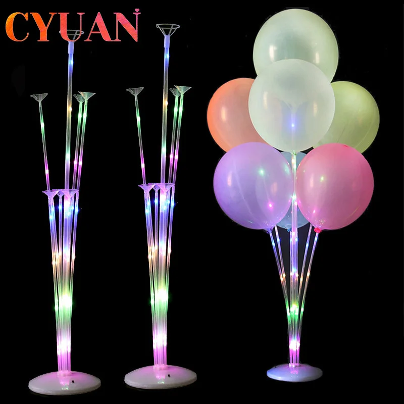 

CYUAN 1/2set Air Balls Led Light Balloon Stick Stand Holder For Balloons Birthday Party Decor Kid Adult Wedding Table Ballon
