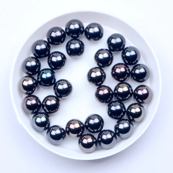 

New Gun Black Color Round Resin Pearls 4mm-10mm No Hole Simulated Round Beads Glitter Gems DIY Craft Embellishment