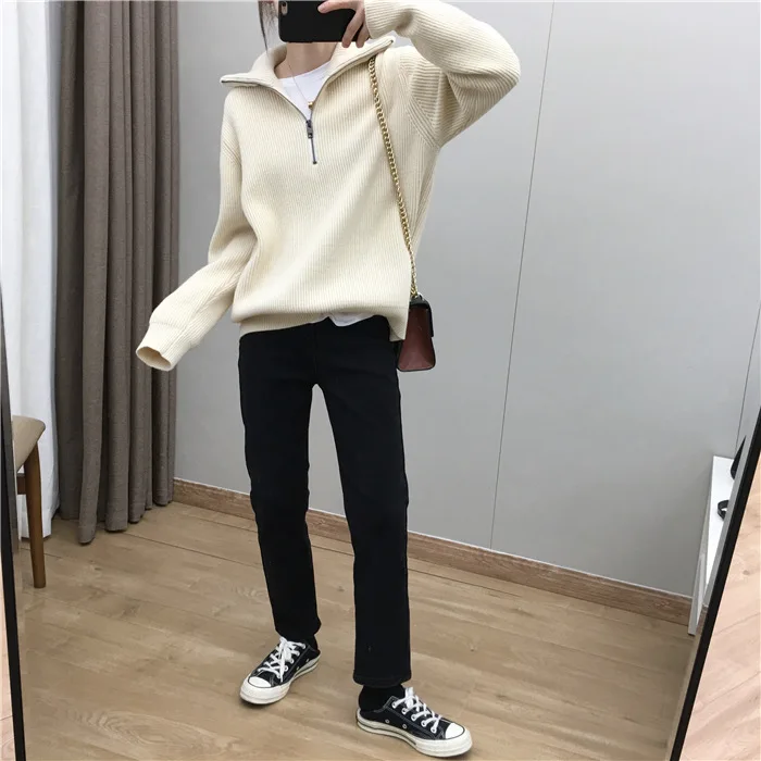 cardigan ULIYOU Women Outwear Pullovers Tops Thick Warm Elegant Turtleneck Sweater Women New Autumn Winter Zipper Knitted Sweaters long sweater