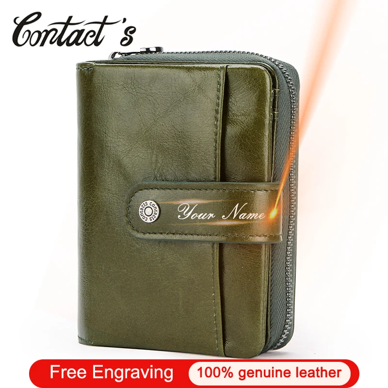 

Contact's Genuine Leather Wallet Women Hasp Design Luxury Clutch Bag Small Coin Purse Zipper Card Holder Wallets Gift for Ladies