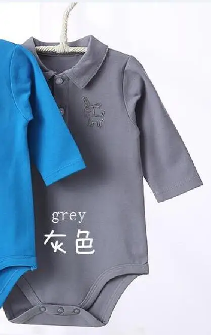 grey Детские Боди с длинным рукавом; Детский комбинезон; одежда для маленьких мальчиков и девочек; сезон весна-осень; детское боди с воротником поло; одежда для малышей; комбинезоны - Цвет: grey