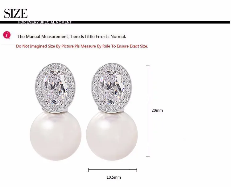 LUOTEEMI Мода Корея деликатный красивая имитация-Серьги с жемчугом Jewelry Бесплатная доставка большой круглый имитация жемчужные серьги CZ