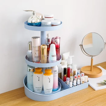 

Plastic desktop rotatable cosmetic storage box jewelry skin care racks dressing table dividers finishing box LL10281412