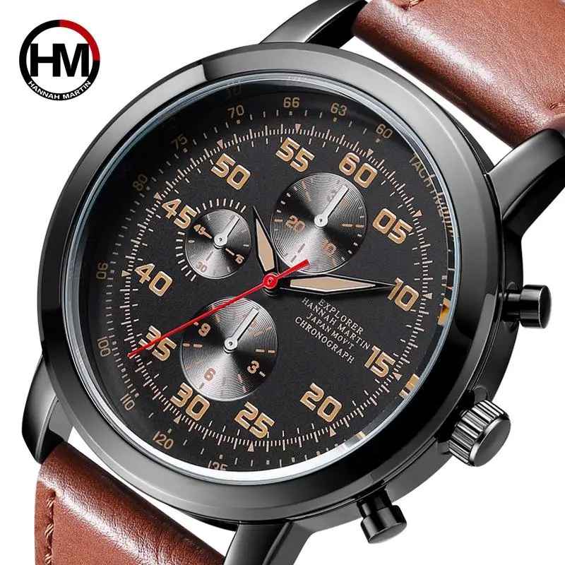 

HM Top Brand Casual Men Watch Sports Simple New Men's Wish Watch Business Leather Strap Sport Wtahc For Men Relogio Masculino