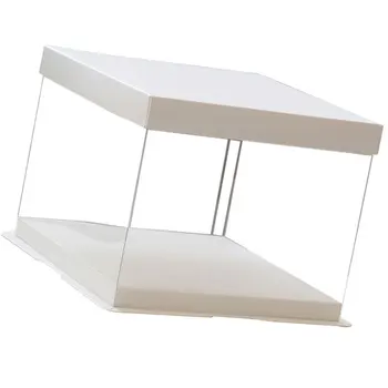 

2Pcs 8inch Transparent Birthday Cake Box Plastic Cake Container Box Dessert Storage Box (Transparent)
