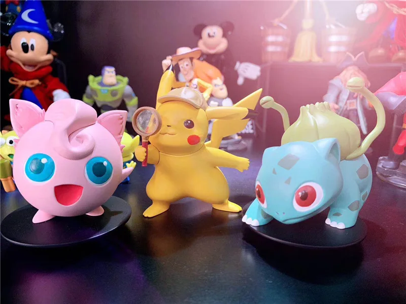 Original Big Detective Pikachu Pokemon Frog Seeds Surrounding Car Accessories Fragrance Birthday Gift Anime Figure Christmas Toy | Игрушки и