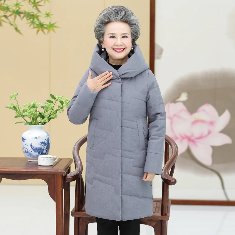 Middle Aged And Elderly People down Jacket Women's Middle-aged Women Dress Winter Thick White Duck down Large Size aged Women 6