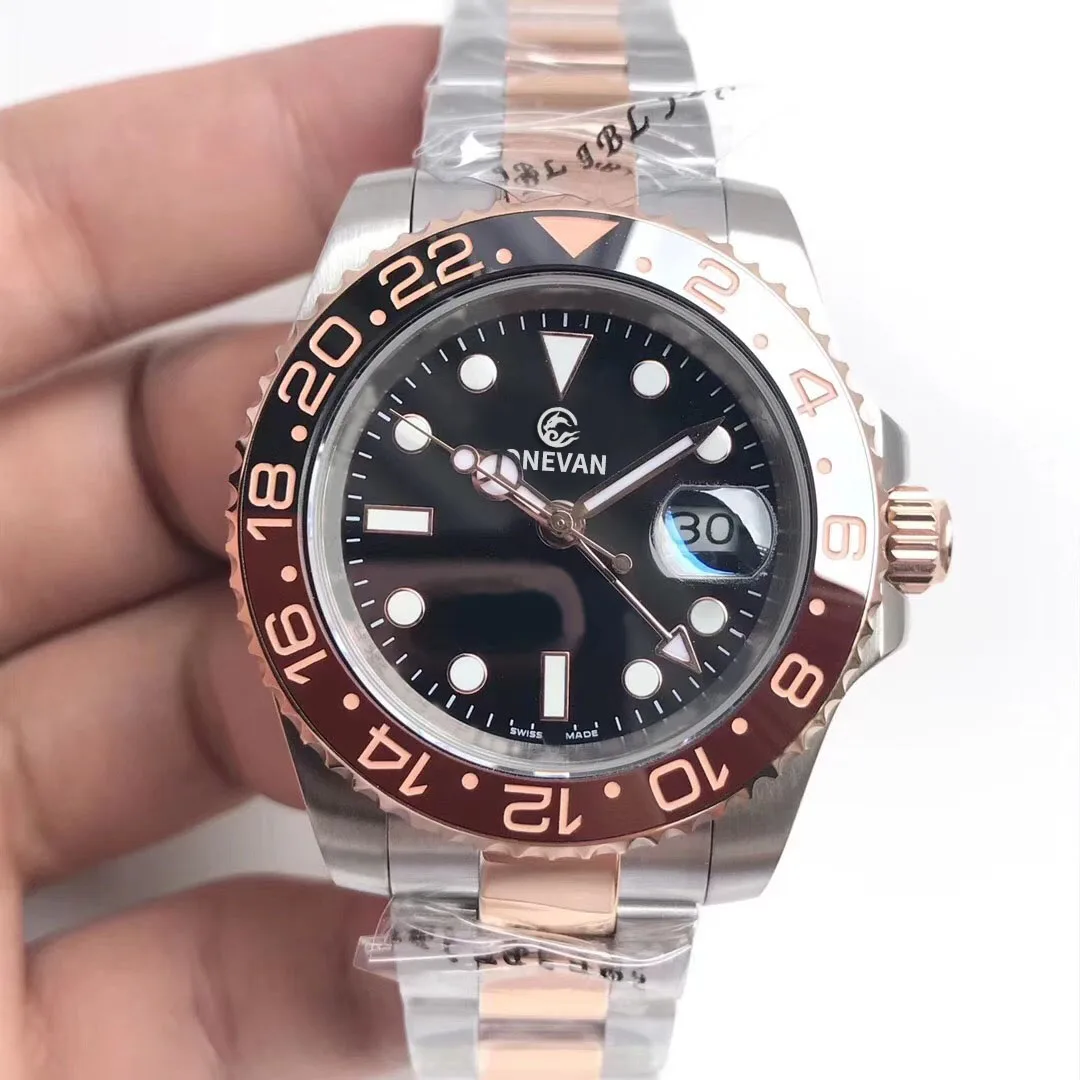 

2019 new men's luxury watch GMTII m126711chnr-0002 series ceramic rose gold 40MM dial 316L strap automatic mechanical wristwatch