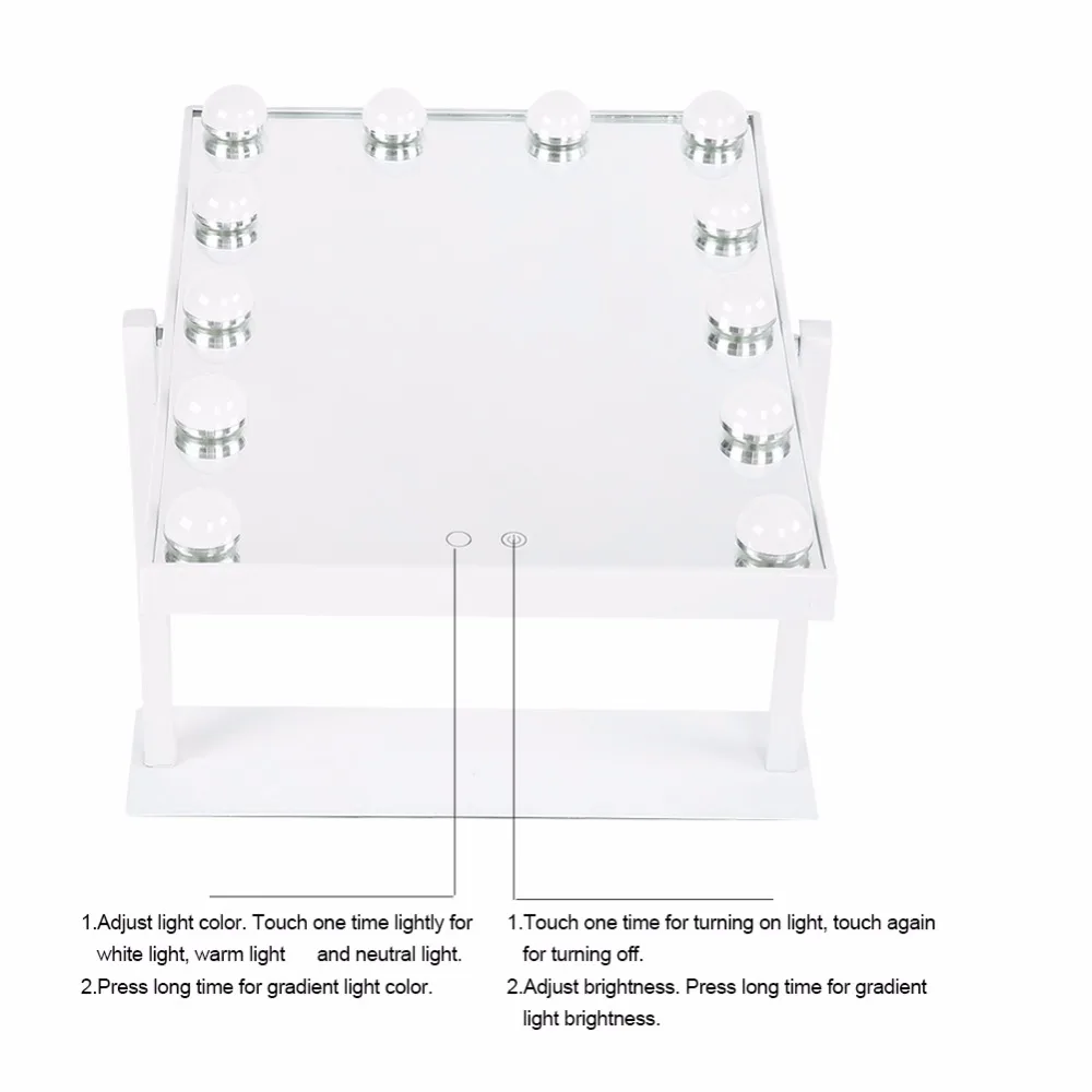 Зеркало для макияжа 12 светодиодов Голливудский стиль Диммируемые настольные лампы туалетный столик макияж зеркальные огни питание от USB зеркало для макияжа огни