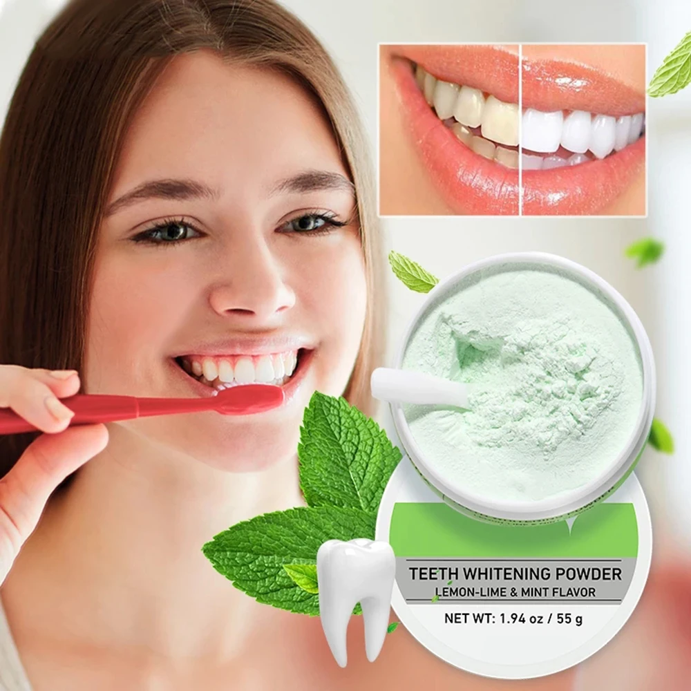 Teeth Whitening Powder Tangy Lemon Lime Hygiene Dental Tooth Cleaning