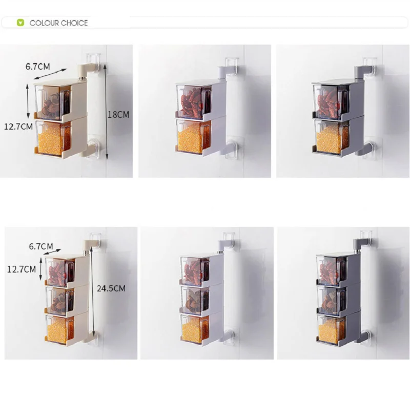 Spice Jar Seasoning Box 4Pieces / Set Of Creative Wall-Mounted Rotating Seasoning Box Kitchen Spice Storage Bottle Jar