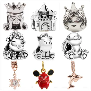 

Couqcy 2020 Cartoon King Birdie Castle And Crown Beads Fit Original Brand Charms Bracelet Pendant Trinket DIY Women Jewelry