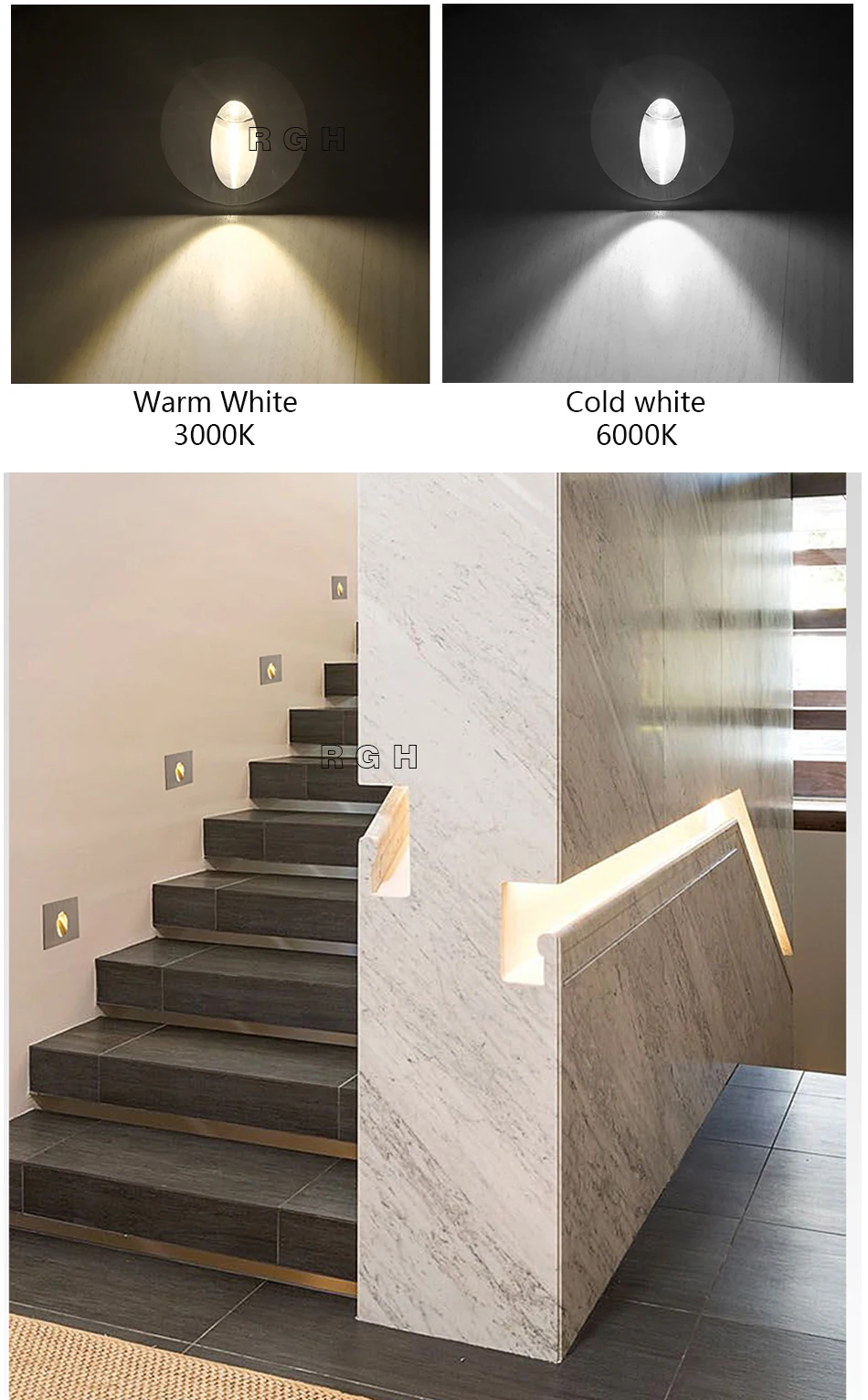 Recessed Led Stair Light 85-265V DC12V led wall Sconce lighting In Step Lamp stairway lamps warm / cool white / mounting box wall hanging lights