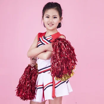 

(2pcs pom poms+1set costumes) Cosplay Cheerleaders Costume Uniforms High School Students Kids Boys Girls Costume cheerleader