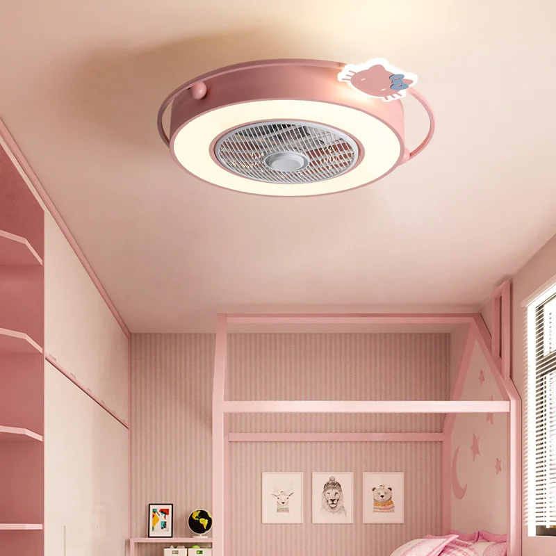 

Creative LED smart remote control with light modern invisible fans home kitchen bedroom children's room lighting chandelier
