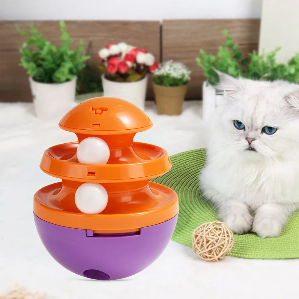 Игрушки для кошек Игрушка-кормушка Двухуровневая прокатная утечка чаша дозатора кошачья интерактивная игрушка утечка пищевой шар пищевой контейнер gatos