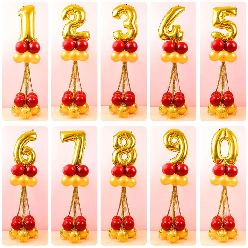 

32inch Foil Number Balloon Happy Birthday Balloon Stand Stick Baloon Birthday Party Decoration Kid Adult Ballon Accessories Arch