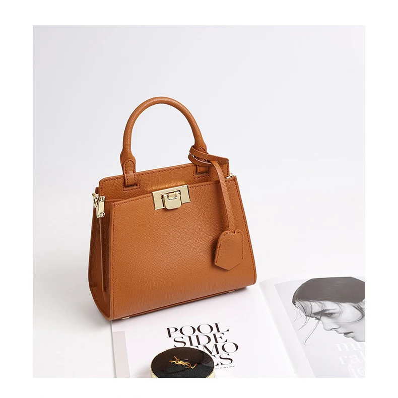 Fashon Women Totes Cow Genuine Leather Handbag Ladies Shoulder Memssage Bag Red