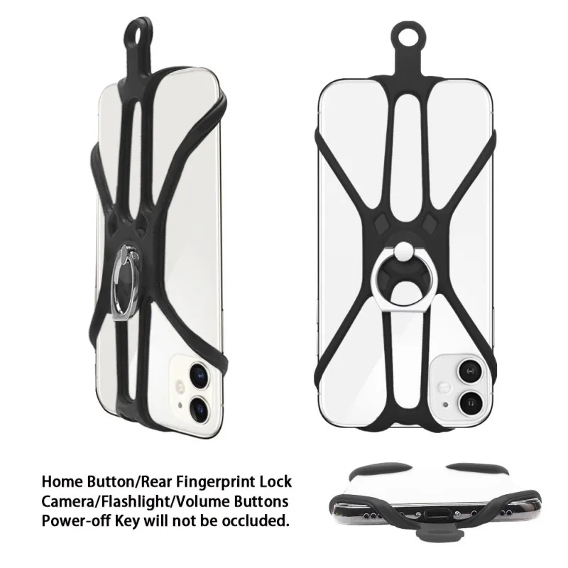 

Silicone Phone Lanyard Holder Case 360 degree Rotation Ring Kickstand Smartphone Neck Strap For iOS Android Phone