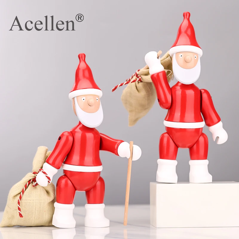 Nordic Decorative Santa Claus Wooden Figurine Kids Room Bedroom Living Room Home Decoration Accessories Ornaments Holiday Gift