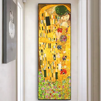 

Classic Artist Gustav Klimt Kiss Abstract Oil Painting on Canvas Prints and Posters Cuadros Wall Pictures for Living Room Decor