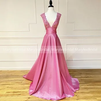 

Sexy Deep V-neck Prom Dresses A-line Backless Formal Party Gowns 2020 New Crisscross Back Robe De Bal Party Wear Gowns For Women