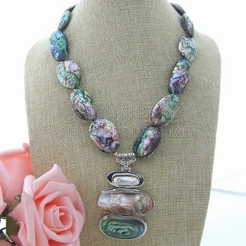 

N011803 18" Abalone Shell Necklace Pearl Shell Pendant