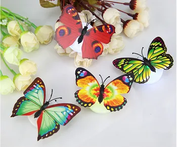 

5pcs Colorful Changing Butterfly LED Night Light Lamp Home Room wedding Party Desk Wall Decor with suction pad Children Gifts