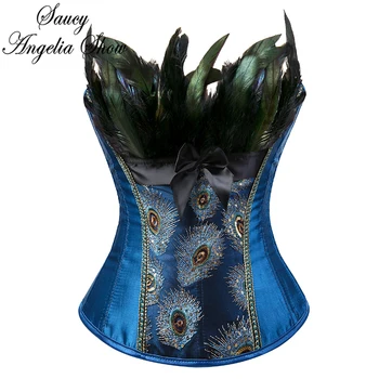 

Elegant Peacock Feather Corset Underbust Corset Body Shaper Underwear Women Sexy Body Shaper Strap Bustiers Shaping Top Workout