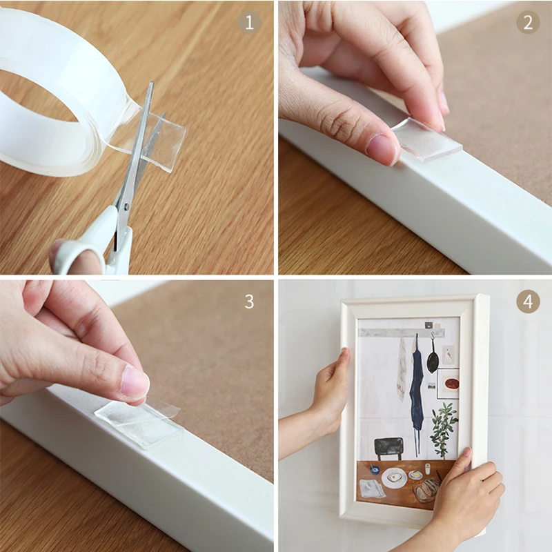 1/3/5M Super Strong Tape Photo Picture Frame Hooks On The Wall Hangers Hard  Adhesive Double Sided Nano Glue Stickers WaterProof