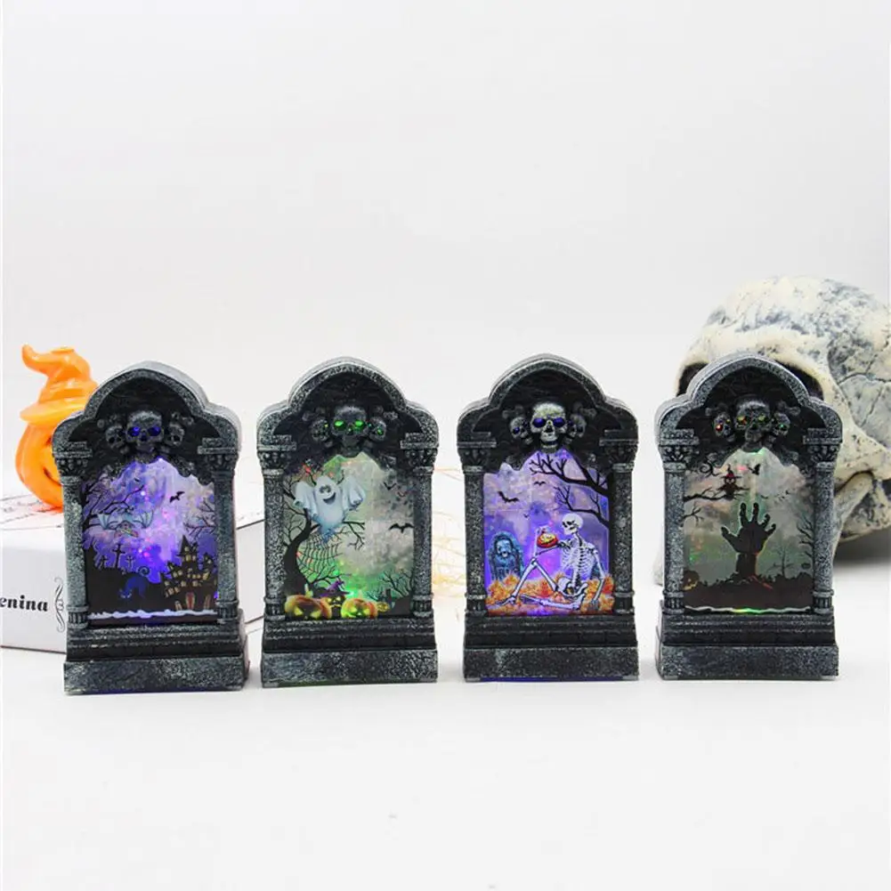

Skeleton Pumpkin Tombstone LED Lighting Desk Ornament Halloween Party Bar Decor