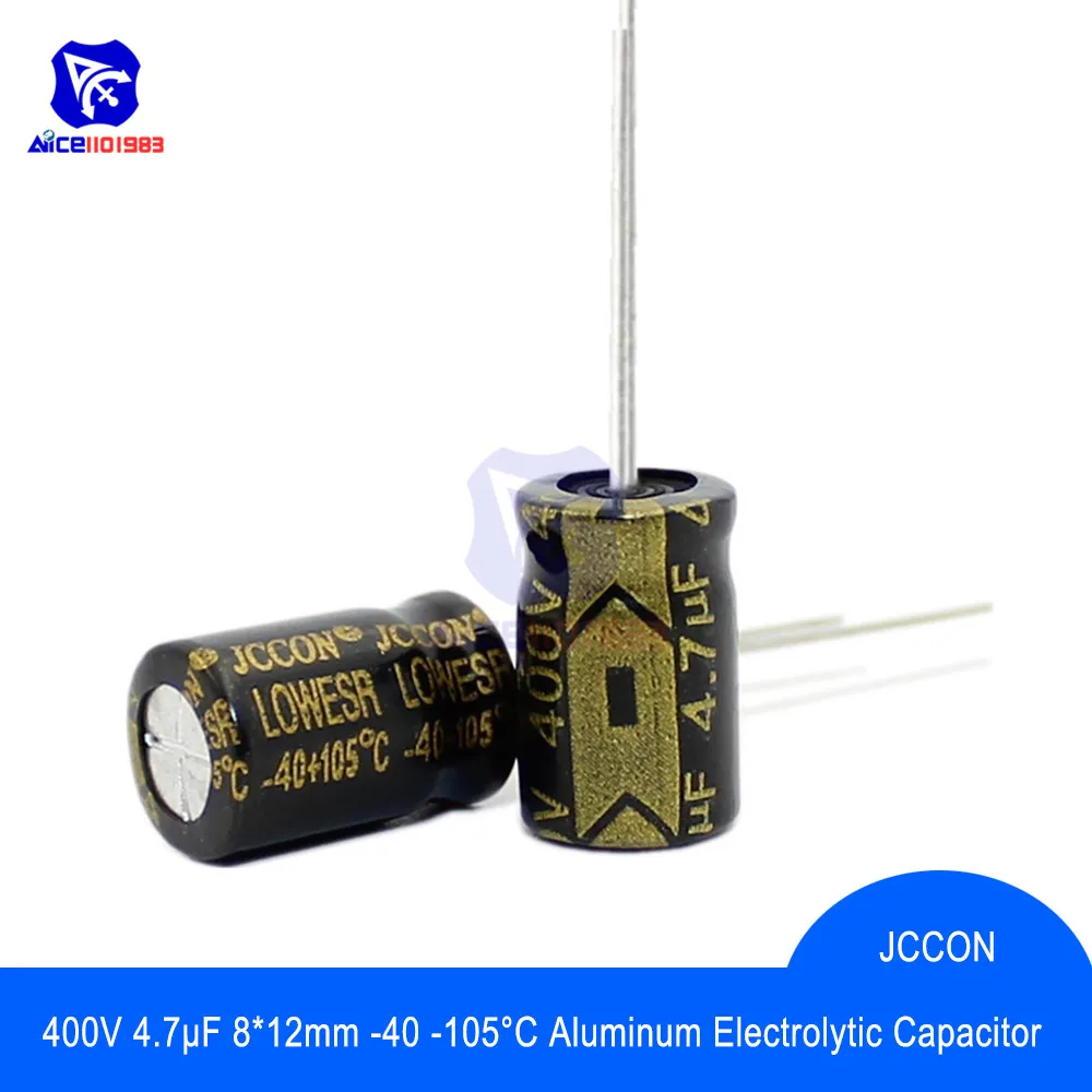 10PCS/Lot Aluminum Electrolytic Capacitor 400V 4.7μF 8x12mm High Frequency Low ESR-40-105℃ 400V4.7μF 8*12mm Capacitor