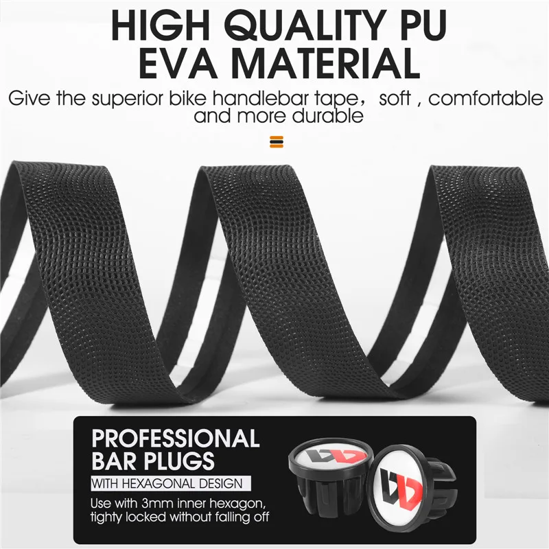 WEST BIKING Bike Handlebar Tape Anti-slip Silica Gel EVA Shock Absorption Road Bicycle Handle Bar Tape Wrap End Plug Accessories