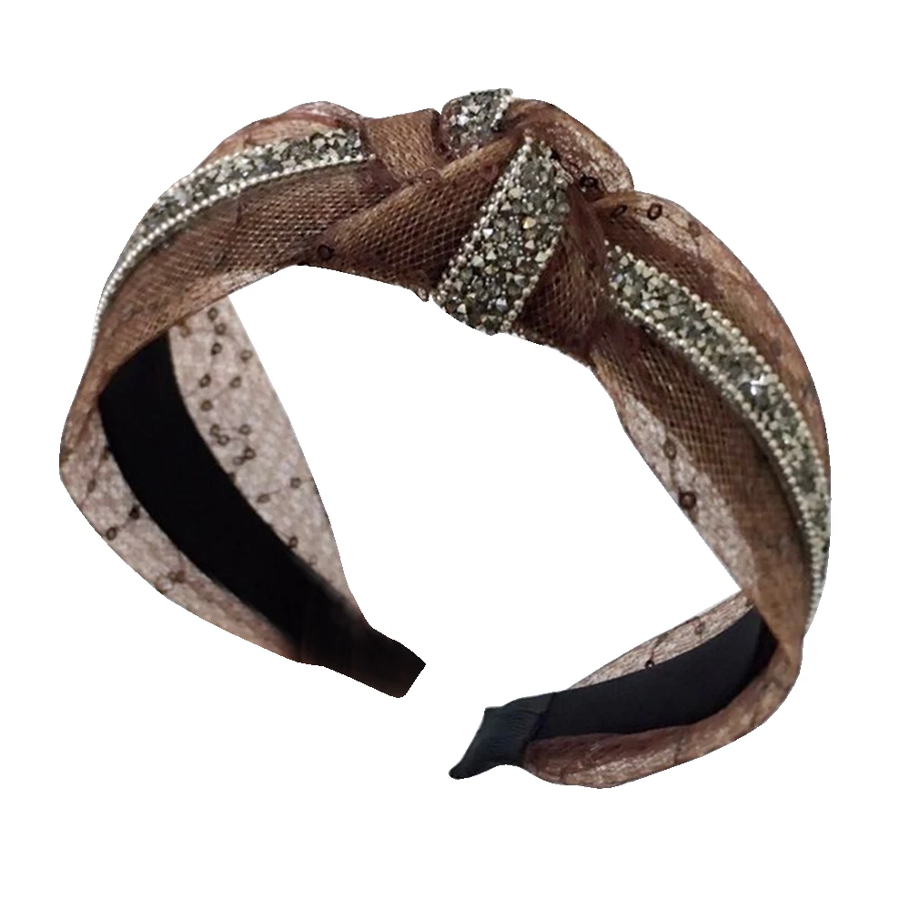 Lace Headband Diamond Pearl Rhinestone Hair Accessories Black Butterfly Boutique Bow Hair Bands for Women Knot Haar Accessoires - Цвет: as pictures
