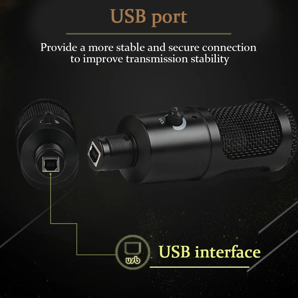 Andoer записывающие микрофоны USB Стенд настольный мини металлический штатив для ноутбука ПК Tab-let Запись микрофон фотография домашний вокальный