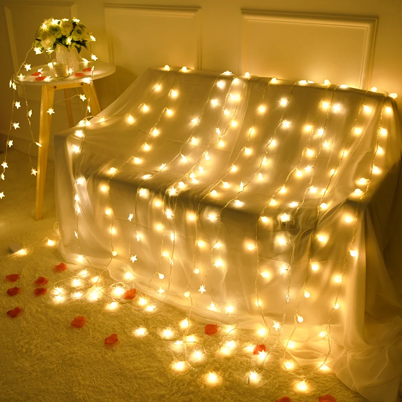 

3M 6M 10M Star Ball Led String Lights Christmas Decoration for Room Home Outdoor Navidad Fairy Garland Decor Fairy Garden DIY