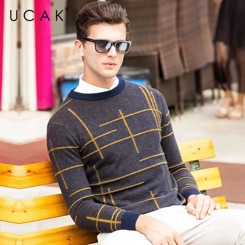 UCAK Brand Pure Merino Wool Sweater Men 2019 New Arrival Autumn Winter Soft Warm Pullover Men Striped Cashmere Pull Homme U3063 UCAK Brand Pure Merino Wool Sweater Men 2019 New Arrival Autumn Winter Soft Warm Pullover Men Striped Cashmere Pull Homme U3063