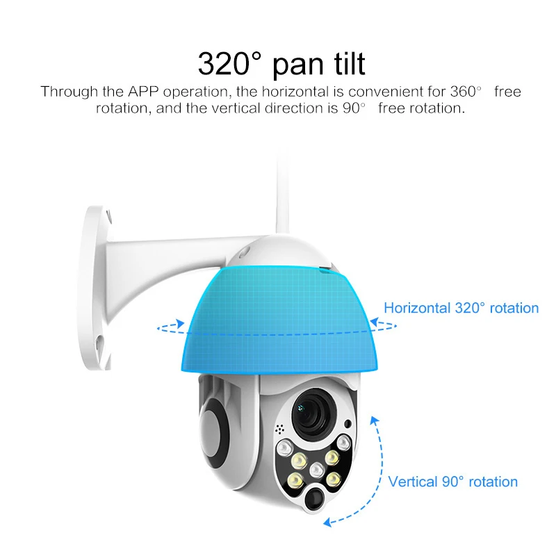 1080P 7LED PTZ Mini WIFI Outdoor Dome Home Security IP Camera Wireless HD 2MP CCTV Onvif Waterproof - 4.00041E+12  1080P 7LED PTZ Mini WIFI Outdoor Dome Home Security IP Camera Wireless HD 2MP CCTV Onvif Waterproof - 4.00041E+12